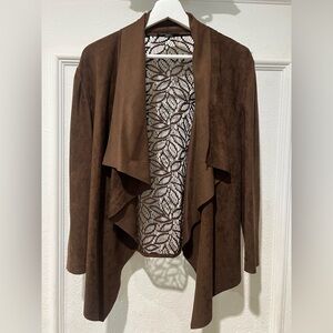 Alberto Makali faux Suede Draped Open Front Cardigan
